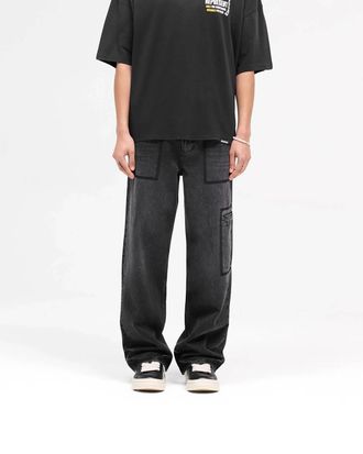 Represent R3 Drive Denim Baggy Fit Distressed Jeans In Jet Black