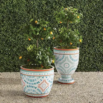 Frontgate Set of 2 Almeria Handpainted Planters - Set | 20 & 30 - Frontgate