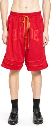 Rhude Korte Broeken, Heren, Rood, S, Polyester, Baggy Collegiate Logo Short