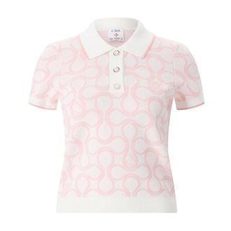 Casablanca Round-neck Knitwear, female, Pink, Size: XL Knit Polo Shirt