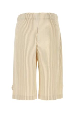 Homme Pliss&eacute; Issey Miyake Mens Wrap Bermuda Shorts Beige Polyester Bermudas