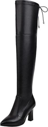 Generic Womens Over Knee Casual Stretch Boots Slim Fit Thick Heel Long Winter Office Boot