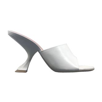 Amina Muaddi Witte Leren Muiltjes - Dames - Muiltjes - Wit - 37 EU - Schoenen