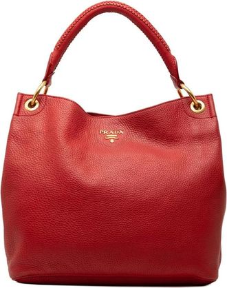 Prada Pre-owned Handbags, female, Red, Size: ONE SIZE Pre-owned Leather Hobo Bag