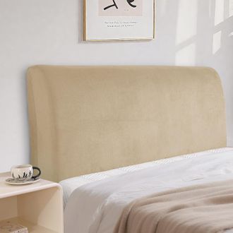 OEM Funda De Cabecero De Terciopelo, Funda Protectora Totalmente El&aacute;stica, Lisa, A Prueba De Polvo, Lavable (180 Cm, Color Camel)