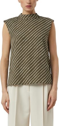 Comma Blusentop COMMA, Damen, Gr. 34, schwarz khaki, Web, Obermaterial: 100% Polyester, gemustert, normal h&uuml;ftbedeckend, Rundhals, Blusen Blusentop, mit All