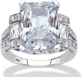 Palm Beach Jewelry 10.36 TCW CZ Platinum-Plated Cocktail Ring