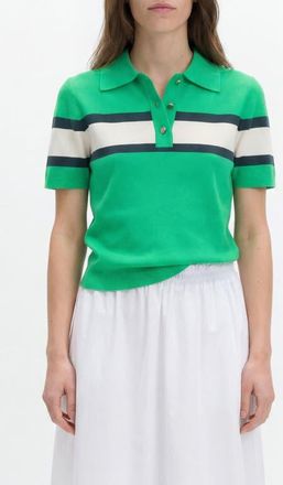 M&S Collection Compact Stripe Polo Sweater in Bright Green at Nordstrom, Size Xx-Small