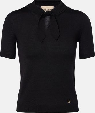 Valentino VLogo tie-neck wool-blend top