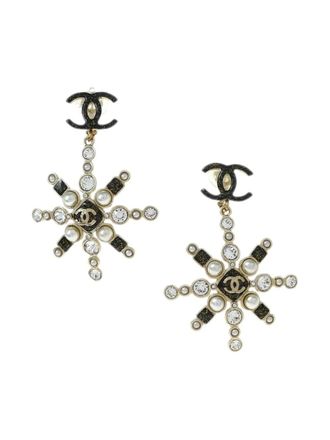 Chanel 2019 Snowflake oorclips met hanger - Goud