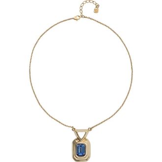 UNOde50 Gold-Tone Pendant Necklace with Blue Crystal at Nordstrom