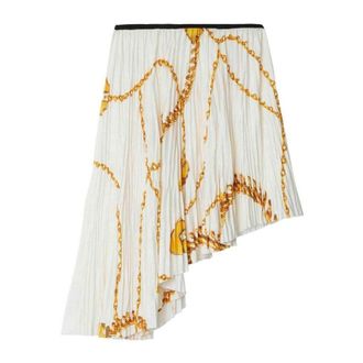Burberry White Chain-print Asymmetric Skirt, Brand Size 2 ( US Size 0 )