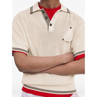 Jacquemus Striped-Trim Silk-Blend Polo - Beige