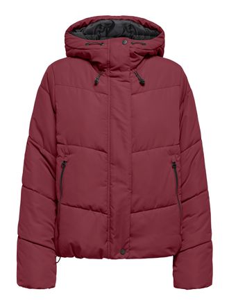 Only Steppjacke ONLY ONLMAGGI LIFE SHORT PUFFER CC OTW, Damen, Gr. M, cabernet, Web, Obermaterial: 100% Polyester, unifarben, regular fit, Jacken Steppjack