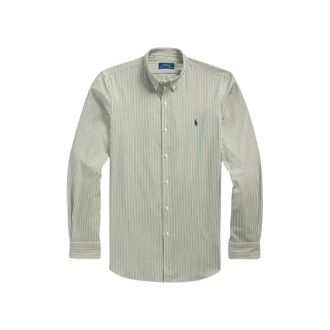 Polo Ralph Lauren Gestreept katoenen overhemd Custom Fit - Heren - Casual Overhemden - Groen - L - Katoen - Overhemden