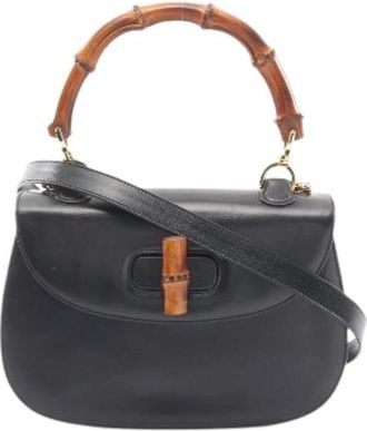 Gucci Pre-owned Bamboo Leather 2way Bag - Dames - Vintage Handtas - Zwart - ONE Size - Leer - Vintage