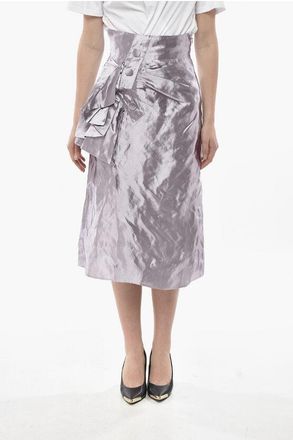 Maison Margiela MM1 Lam&eacute; Satin Midi Skirt With Drape size 40