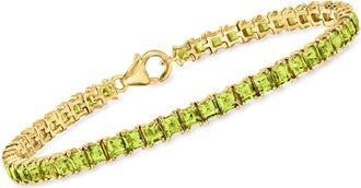 Ross-Simons Square Peridot Tennis Bracelet in 18kt Gold Over Sterling