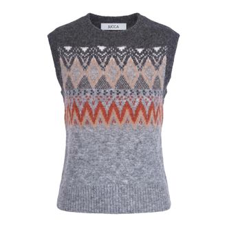 Jucca Truien & Vesten, Dames, Grijs, S, Katoen, Trui met ronde hals