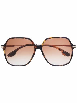 Victoria Beckham tortoiseshell-effect oversized sunglasses - Brown