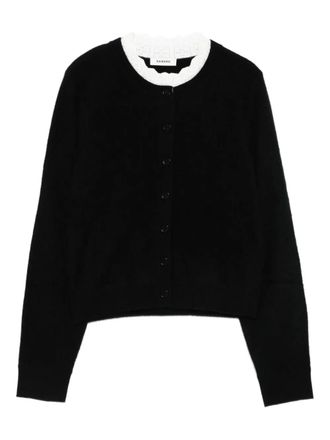 Sandro buttoned scalloped-trim cardigan - women - Wool - 4 - Black