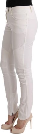 Ermanno Scervino Womens White Cotton Slim Fit Casual Pants