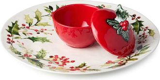 Certified International Holly & Vines 2Pc Chip & Dip