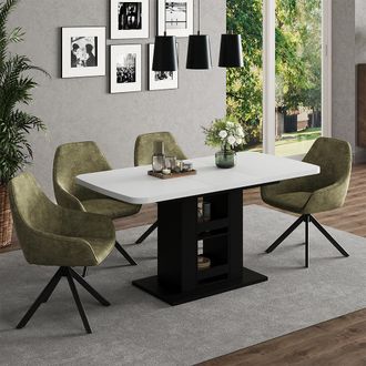 Vicco Mesa De Comedor Fenaro, Blanco/negro, 120 X 80 Cm, Vicco