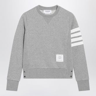 Thom Browne Light grey 4-Bar crew-neck sweatshirt in cotton