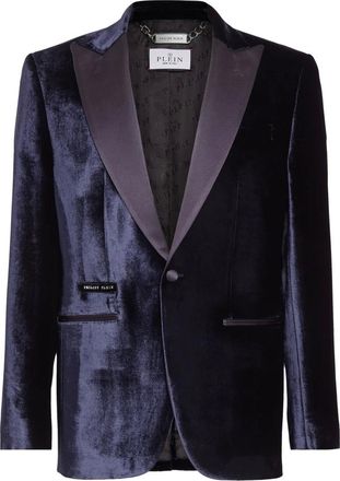 Philipp Plein Heren, Jassen, Blauw, Maat: XL Velours