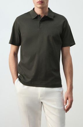 Mango Fine Knit Cotton Polo in Chocolate at Nordstrom, Size Medium