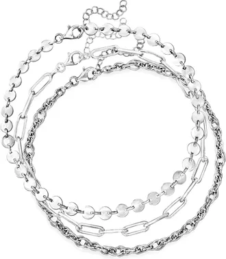 Ross-Simons Sterling Silver Jewelry Set: 3 Anklets