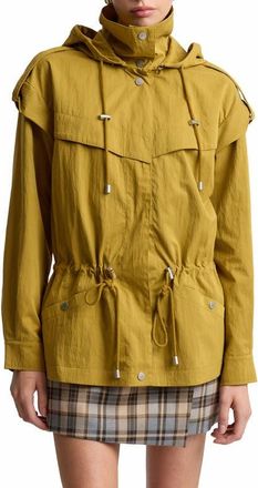 Avec Les Filles Hooded Drawstring Waist Jacket in Kiwi at Nordstrom, Size X-Small