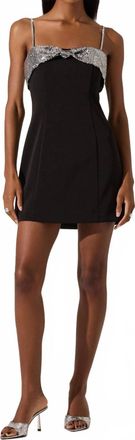 Astr Halya Sequin Bow Dress In Black