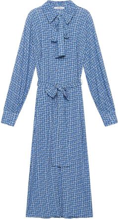 Maliparmi geometric-print belted midi dress - Blue