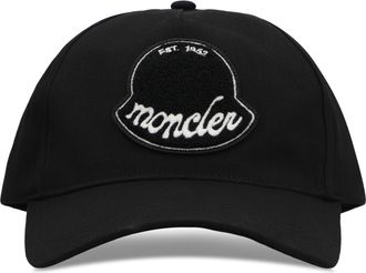 Moncler Mens Baseball Cap With Logo Black Cotton Hat