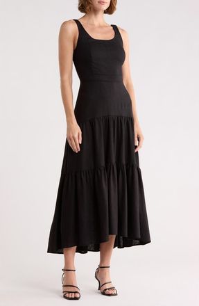 DKNY Square Neck Fit and Flare Midi Dress in Black at Nordstrom Rack, Size 18 (Similar To 14W)