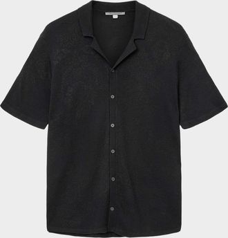 John Varvatos Mens Arlon Organic Cotton Paisley Jacquard Short-Sleeve Shirt