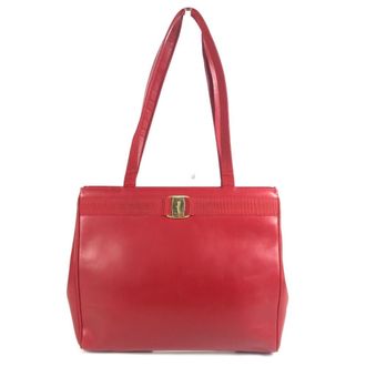 Ferragamo Vara Red Color Leather Shoulder Bag Tote Bag (Pre-Owned)