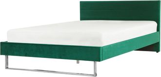 Beliani Beliani - Cama Doble Tapizada En Terciopelo Verde 180 X 200 Cm Con Cabecero Patas Doradas Estilo Glam Bellou