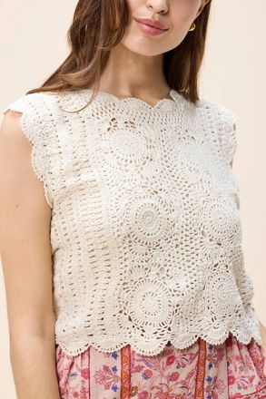 Cleobella Astra Crochet Crop Top In Parchment
