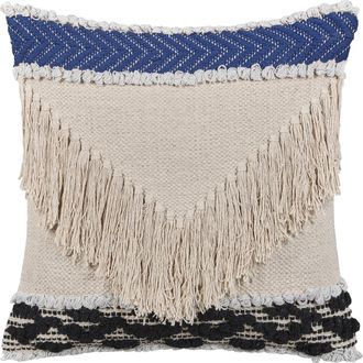 Beliani Beliani - Coj&iacute;n Decorativo Beige Algod&oacute;n 45 X 45 Cm Funda De Coj&iacute;n Flecos Texturizados Relleno De Poli&eacute;ster Sofca