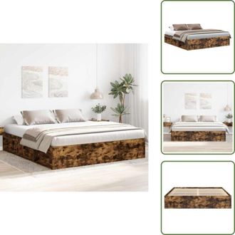 vidaXL Letto con doghe in compensato - vidaXL Giroletto Rovere Fumo 200x200 cm - Letto in legno