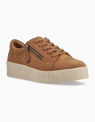 Hush Puppies Womens Hush Puppies Tara Suede Leather Womens Tan Trainers - Brown - Size: 6