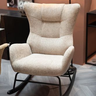 Kare Design Butaca mecedora de poli&eacute;ster beige 90x74cm