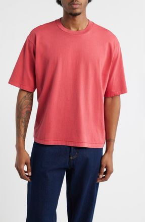 BP. Garment Dyed Boxy Crop T-Shirt in Red Beauty at Nordstrom, Size Xx-Large