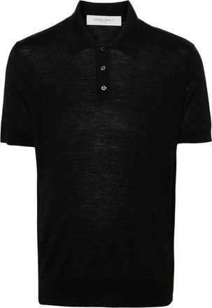 Golden Goose Giotto Polo Shirts - Heren - Ronde hals truien - Zwart - L - Wol - Truien & Vesten