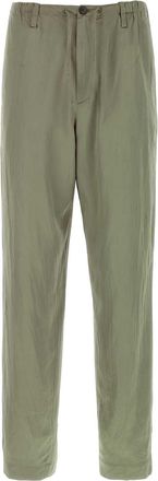 Dries Van Noten Sage Green Satin Penny Pant