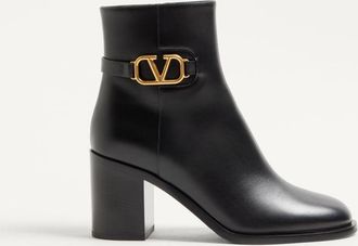 Valentino Garavani Stivaletto VLogo Signature In Vitello 75Mm Donna NERO 35.5