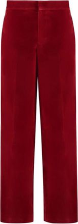 J.W.Anderson Fluwelen broek met satijnen zijstrepen - Dames - Straight fit broeken - Rood - XS - Satijn - Broeken